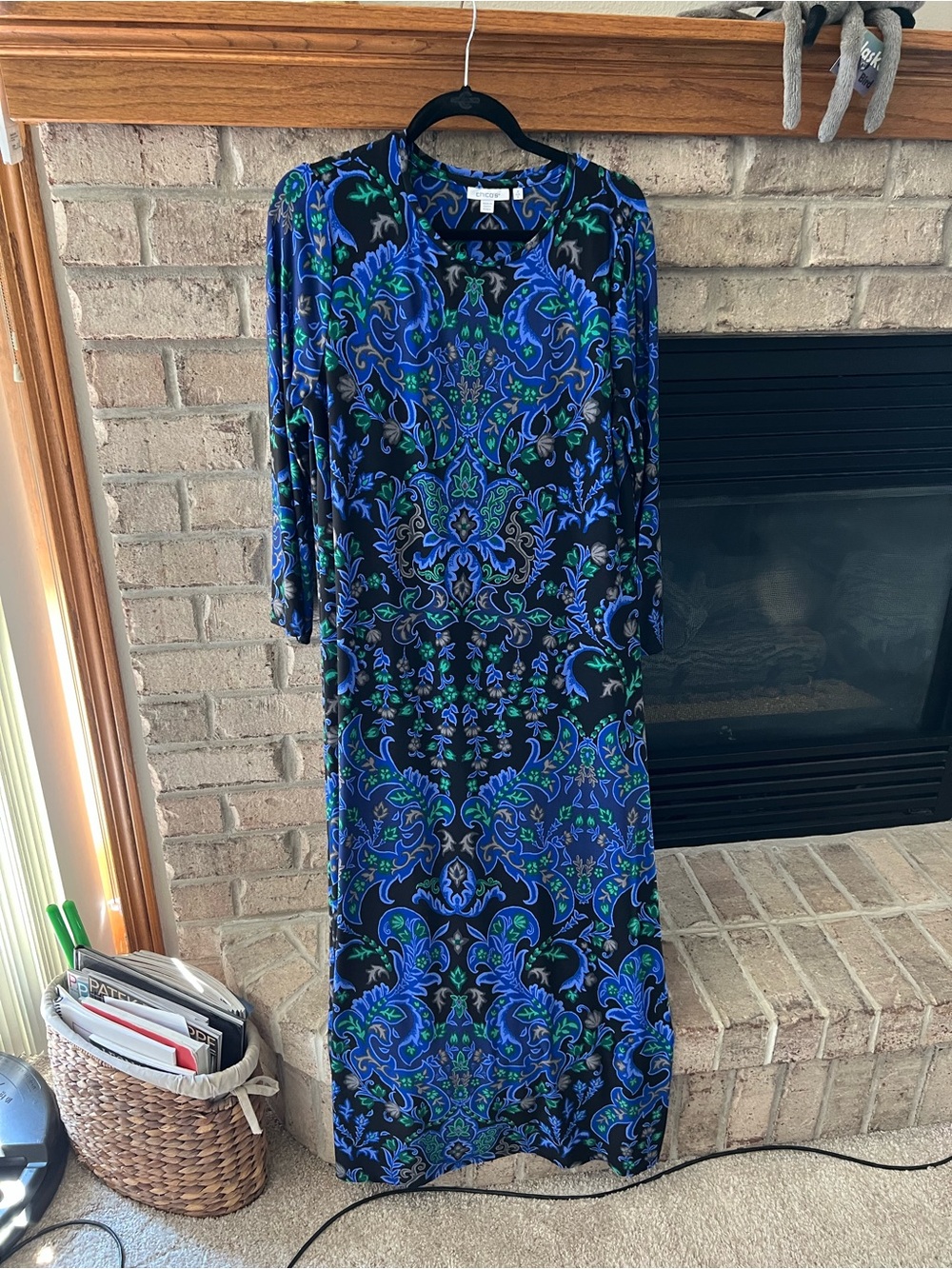 Chico's Blue and Green Paisley Maxi Dress Chico Large